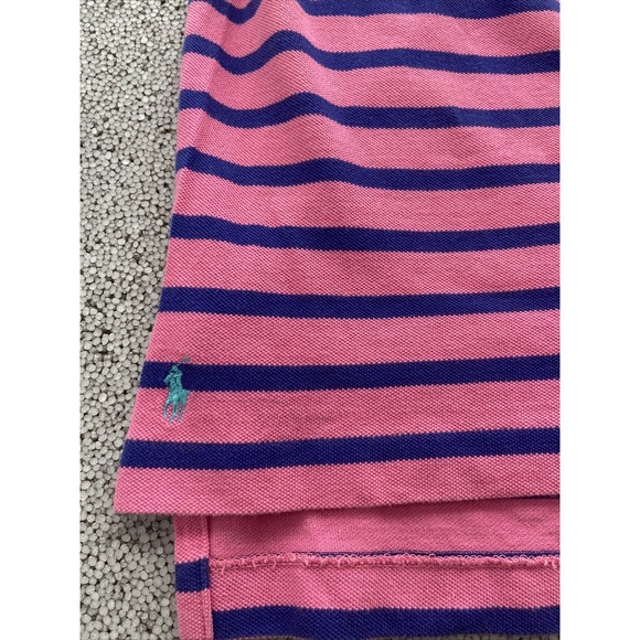 Vintage Polo Ralph Lauren The Big Shirt Size Large Pink Navy Blue Stripe Pony - Picture 3 of 12